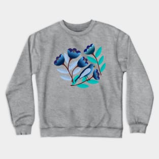 Blue bird and tulips Crewneck Sweatshirt